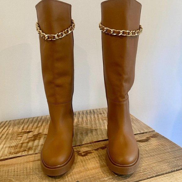 ALOHAS Brown Leather Sole Pier Tall Boots with Chain size 38 and 40 available - Picture 14 of 14